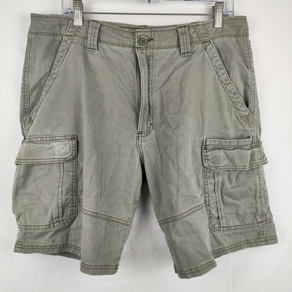 Old Navy Shorts Mens 34 Green Cargo Cotton Canvas Stretch Pockets Casual Outdoor